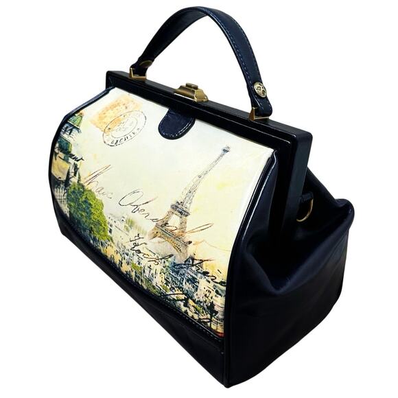 Patricia Nash Brianza Paris Postcard Satchel Leather Limited Edition Crossbody - Picture 12 of 16